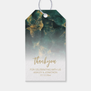 Para Regalos Etiquetas de agradecimiento de mármol verde esmera
