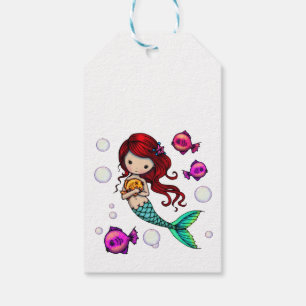 Para Regalos Etiquetas de agradecimiento de sirena y pez colori