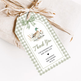 Para Regalos Etiquetas de Baby Shower de Gingham Mallard Duck