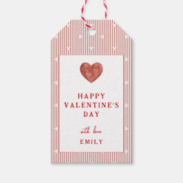 Para Regalos Etiquetas de corazones de rayas rojas Feliz día de