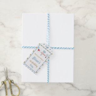 Para Regalos Etiquetas de cumpleaños de avión/ arriba y fuera