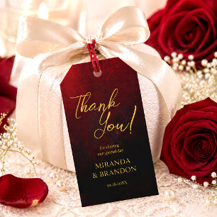 Para Regalos Etiquetas de Favor de Boda Lujo Negro y Rojo Oro