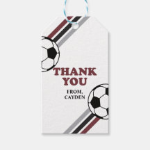 Etiquetas de favor de cumpleaños de fútbol Marrón