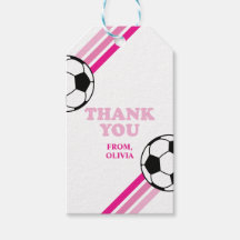Etiquetas de favor de cumpleaños de fútbol rosa