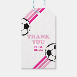 Para Regalos Etiquetas de favor de cumpleaños de fútbol rosa