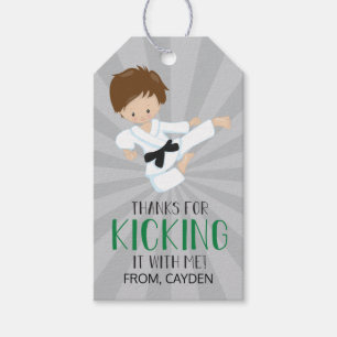 Para Regalos Etiquetas de favor de cumpleaños de karate verde