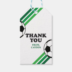 Para Regalos Etiquetas de favor de cumpleaños de Soccer Green S