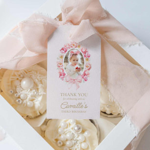 Para Regalos Etiquetas de favor de cumpleaños del Chica floral 