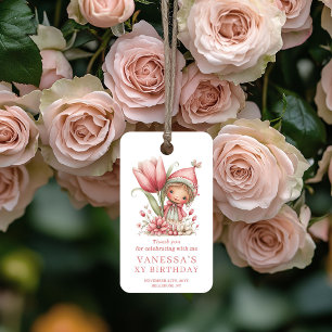 Para Regalos Etiquetas de Favor de Cumpleaños Floral Rosa Paste