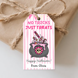 Para Regalos Etiquetas de Favor de Halloween Rosadas Sin Trucos