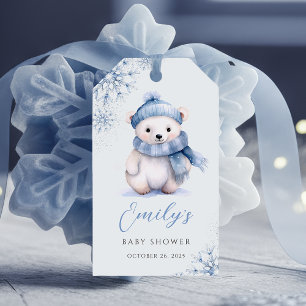 Para Regalos Etiquetas de Favor de Oso Polar Azul de Invierno