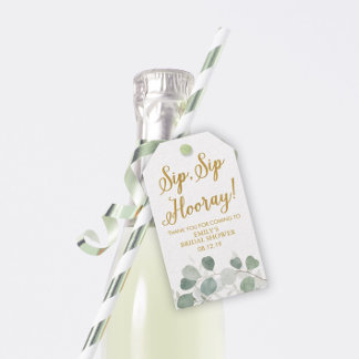 Para Regalos Etiquetas de Favor de Vino Eucalyptus Greenery Bri