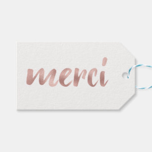 Para Regalos Etiquetas de favor "merci" en oro rosa, foil, vert