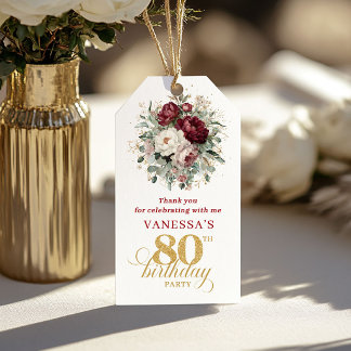 Para Regalos Etiquetas de Favorito de Cumpleaños 80 con Floral 