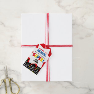 Para Regalos Etiquetas de favoritos de superhéroes, rojo