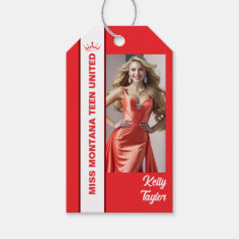 Para Regalos Etiquetas de Fotos Personalizadas Color Rojo Pop