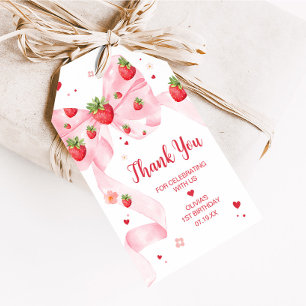 Para Regalos Etiquetas de la fiesta de cumpleaños de fresa Coqu