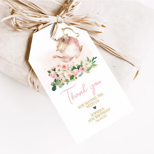 Para Regalos Etiquetas de la fiesta de cumpleaños Floral Tea Ga