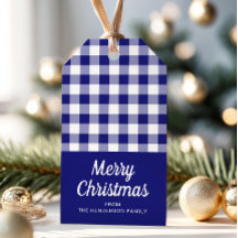 Etiquetas de Navidad con Letra Cursiva Azul a Cuad
