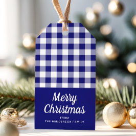 Para Regalos Etiquetas de Navidad con Letra Cursiva Azul a Cuad