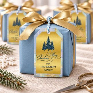 Para Regalos Etiquetas de Navidad personalizadas de pino azul y