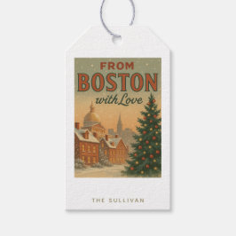 Para Regalos Etiquetas De Navidad Vintage De Boston Con Amor
