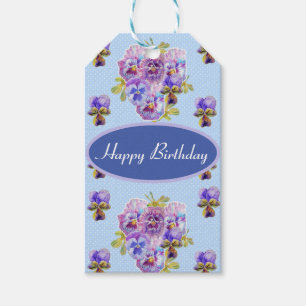 Para Regalos Etiquetas de regalo azul de la ola de la flor de l