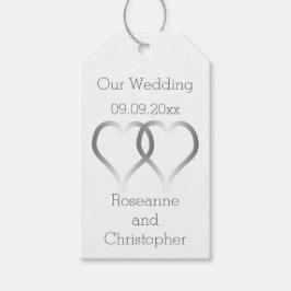 Para Regalos Etiquetas de regalo boda Corazones plateadas