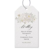 Etiquetas de Regalo Boda Peonías Blancas Acuarela