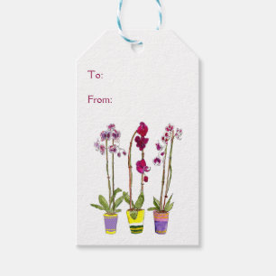 Para Regalos Etiquetas de regalo boho de orquídeas moradas capr