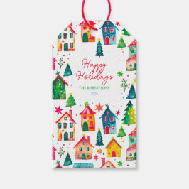 Para Regalos Etiquetas de regalo Casas de Navidad Felices Fiest