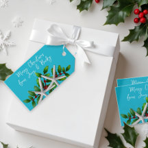 Etiquetas de regalo con lazo de estrella de mar de