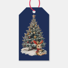 PARA REGALOS ETIQUETAS DE REGALO CONEJO DE NAVIDAD CON ÁRBOL