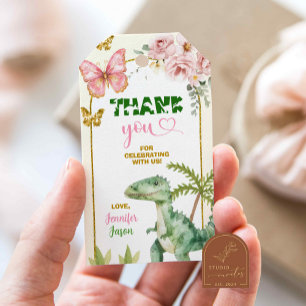 Para Regalos Etiquetas de regalo conjuntas de mariposa y dinosa