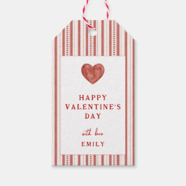 Para Regalos Etiquetas de regalo corazones rayas rojas Feliz dí