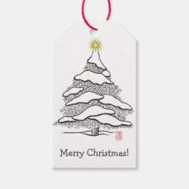 Para Regalos Etiquetas de regalo de abeto nevado