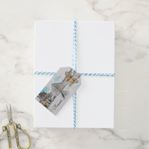 Para Regalos Etiquetas de regalo de acuarela del Louvre – Etiqu