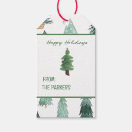Para Regalos Etiquetas de regalo de árbol de Navidad en acuarel