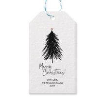 Etiquetas de regalo de árbol de Navidad simple mer