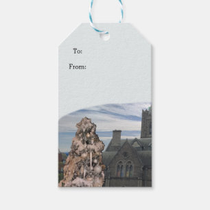 Para Regalos Etiquetas de regalo de árbol y iglesia de estilo v