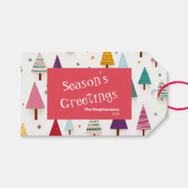Para Regalos Etiquetas de regalo de árboles de Navidad retro li
