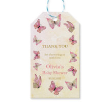 Etiquetas de regalo de Baby Shower de mariposa