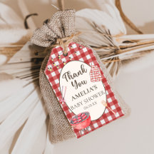 Etiquetas de regalo de Baby Shower Red Baby-Q