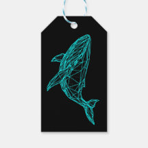 Etiquetas de regalo de ballena geométrica futurist