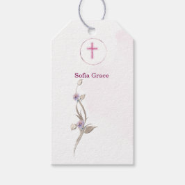 Para Regalos Etiquetas de regalo de Baptismo en Chica floral y 