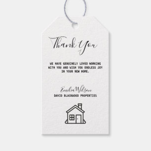 Para Regalos Etiquetas de regalo de bienes raíces en blanco y n