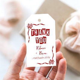 Para Regalos Etiquetas de regalo de Boda de color rojo y blanco