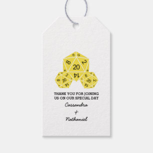 Para Regalos Etiquetas de regalo de Boda de dados D20 amarillo