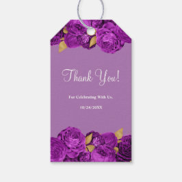 Para Regalos Etiquetas De Regalo De Boda De Floral Morado Y Oro