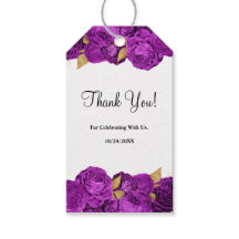 Etiquetas De Regalo De Boda De Floral Morado Y Oro